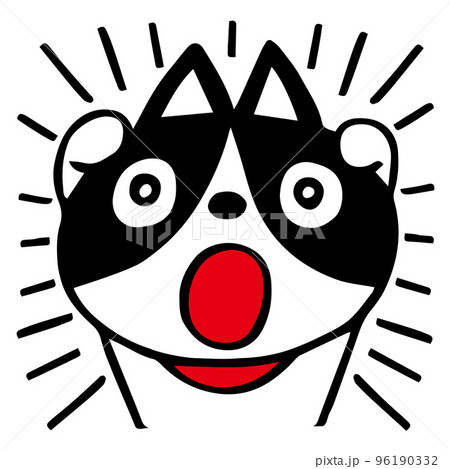 手描きのハチワレ猫　びっくりポーズ 96190332