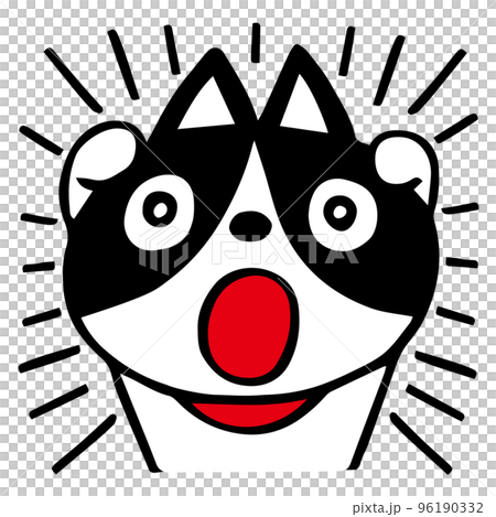 手描きのハチワレ猫　びっくりポーズ 96190332