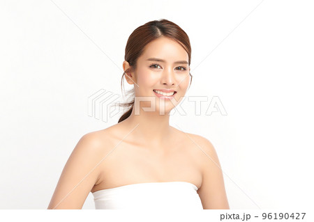 Beautiful young asian woman with clean fresh skin on white background, Face care, Facial treatment, Cosmetology, beauty and spa, Asian women portrait. 96190427