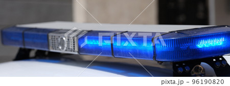 Police car with red and blue warning lights 96190820