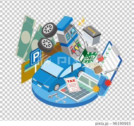 自動車の維持費用のイメージイラスト 96190983