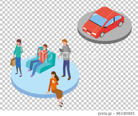 Image illustration of young people leaving the car 96190985