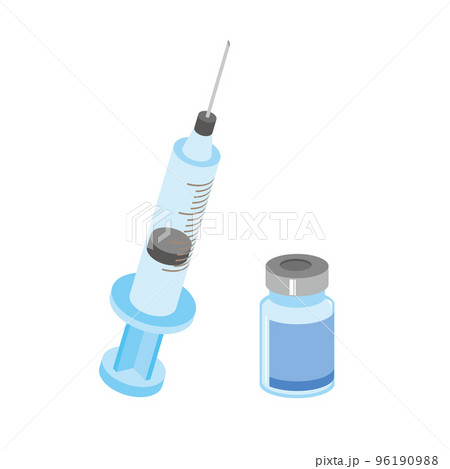 ワクチンの入ったバイアル瓶と注射器 96190988