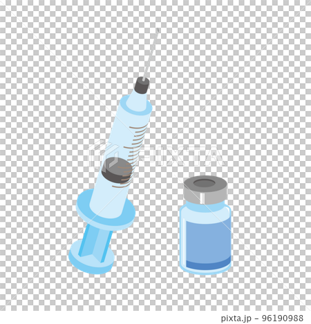 ワクチンの入ったバイアル瓶と注射器 96190988