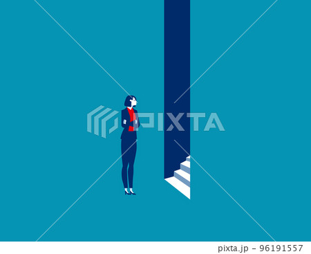 Businesswoman entering. Business accessibility vector illustration concept 96191557