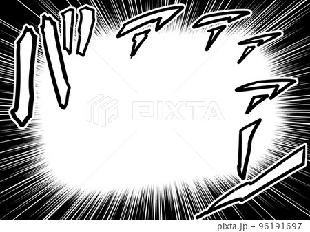 集中線　モノクロ　バーン　効果音 96191697