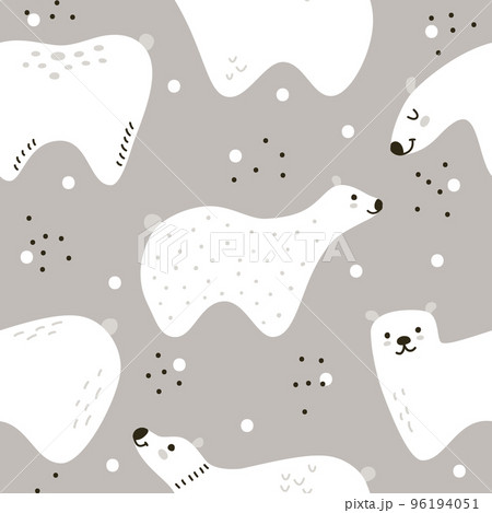 Gray pattern with white minimalistic bears in Scandinavian style 96194051