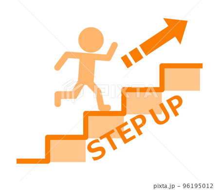努力して階段を登ってステップアップする人物 96195012