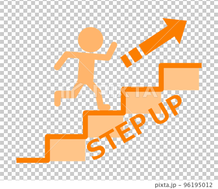 努力して階段を登ってステップアップする人物 96195012