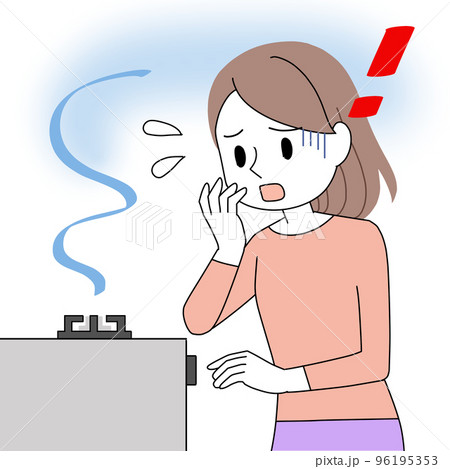 ガス漏れして慌てる女性 96195353