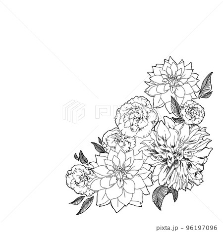 黒花フレームのイラスト素材 [96197096] - PIXTA