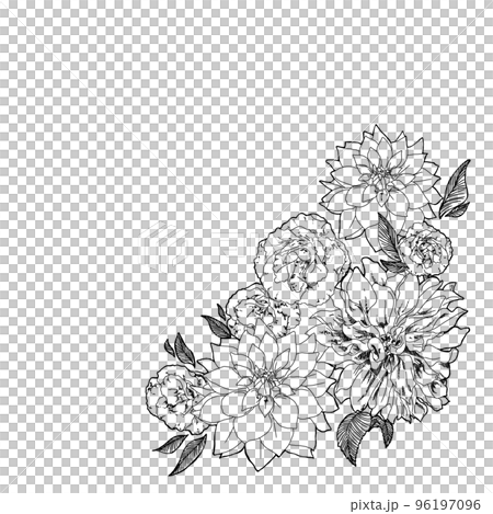 黒花フレームのイラスト素材 [96197096] - PIXTA