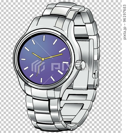 Illustration of a luxury watch [men's, ladies', fashionable, cool, silver, brand watch] 96197683