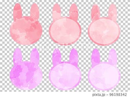 Rabbit-shaped cute frame watercolor pink material set Rabbit-shaped cute frame watercolor pink material set 96198342
