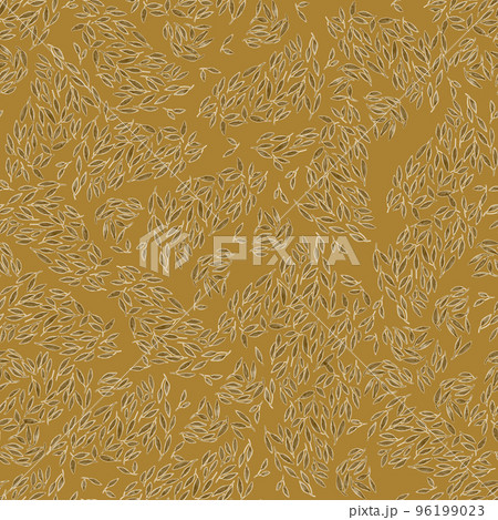 Hand drawn small leaves seamless pattern. Ink texture with foliage. Hand drawn small leaves seamless pattern. Ink texture with foliage. 96199023
