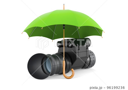 Night vision monocular under umbrella, 3D rendering Night vision monocular under umbrella, 3D rendering 96199236