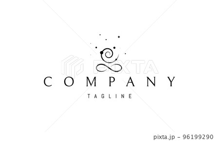 Vector logo on which an abstract image of the infinity sign and a spiral that together resemble the figure of a meditator. Vector logo on which an abstract image of the infinity sign and a spiral that together resemble the figure of a meditator. 96199290