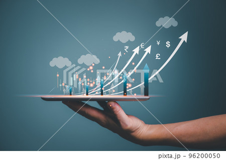 Graph showing increase in inflation Worldwide, Prices of commodities and consumer goods rising inflation. Graph showing increase in inflation Worldwide, Prices of commodities and consumer goods rising inflation. 96200050