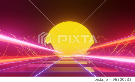 3d render motion line of speed and power or light trails. High-speed light with curve movement beam. 5G Technology fast and futuristic background. Abstract motion blur. 96200532