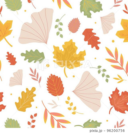 Autumn seamless Pattern with ginko, oak and maple leaves Autumn seamless Pattern with ginko, oak and maple leaves 96200756
