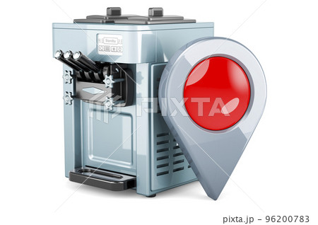 Commercial ice cream machine with map pointer, 3D rendering Commercial ice cream machine with map pointer, 3D rendering 96200783