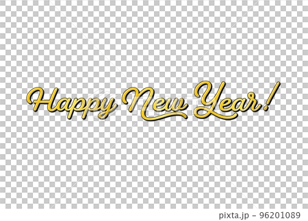 Handwritten-style Happy New Year characters-Material for New Year's and New Year's cards-Gold 96201089