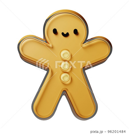 Gingerbread glass glossy isolated on white background. New year Design elements realistic 3d illustration. 96201484