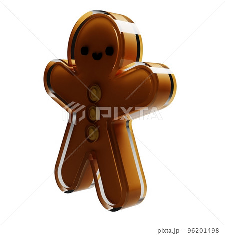 Gingerbread glass glossy isolated on white background. New year Design elements realistic 3d illustration. 96201498