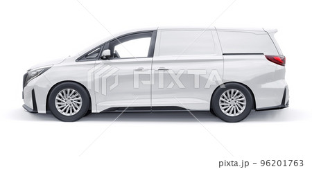 small commercial van for cargo transportation in cramped urban conditions. Courier car. A delivery service car with an inscription-free body for your own unique design. 3d rendering. 96201763