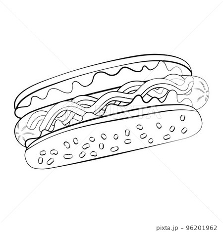 hot dogs clipart black and white