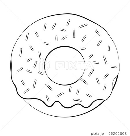 A donut with a thin line. Vector on a white background A donut with a thin line. Vector on a white background 96202008