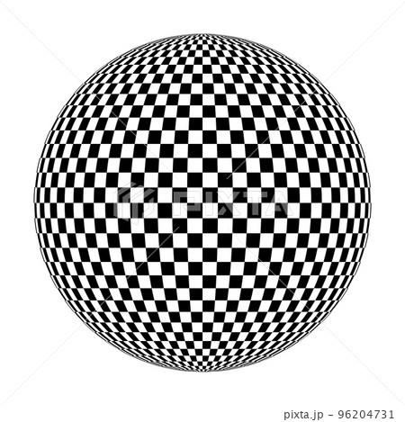 Checkered globe in black and white. 3D chess sphere. Vector illustration Checkered globe in black and white. 3D chess sphere. Vector illustration 96204731