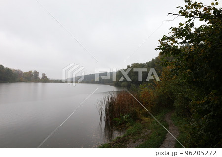 Rain on the lake, light fog 96205272