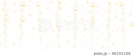 Golden floating air bubbles background. Sparkling fizzy drink, carbonated water, seltzer, cola, prosecco, beer, lemonade, champagne texture 96205286