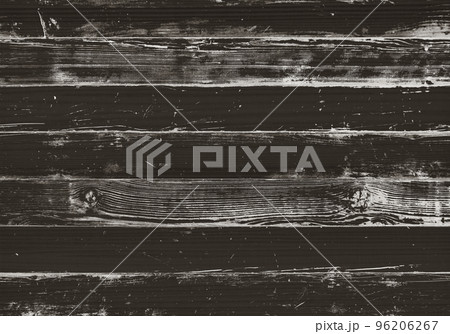 白黒で仕上げたモノトーン、汚し塗装のウッドデッキ_隙間なし 96206267