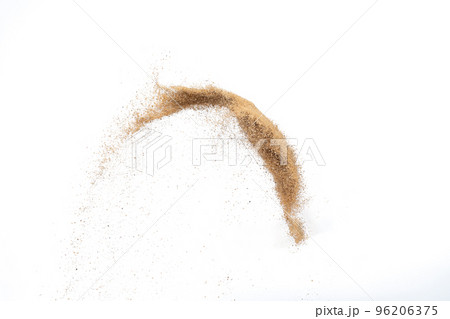 Sand flying explosion, Golden sand wave explode. Abstract sands cloud fly. Yellow colored sand splash throwing in Air. White background Isolated high speed shutter, throwing freeze stop motion Sand flying explosion, Golden sand wave explode. Abstract sands cloud fly. Yellow colored sand splash throwing in Air. White background Isolated high speed shutter, throwing freeze stop motion 96206375