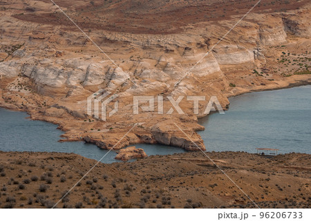 Aerial View Of Lake Powell Amidst Majestic Canyons At Glen National Park In Arizona 96206733