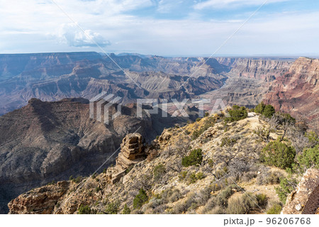 Scenic View Of Beautiful Rocky Mountains and Cloudy Sky At Grand Canyon National Park In Arizona During Summer 96206768