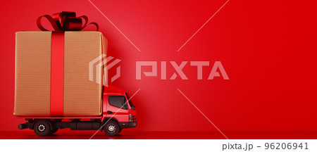 Big Christmas gift packages on a red truck ready to be delivered Big Christmas gift packages on a red truck ready to be delivered 96206941