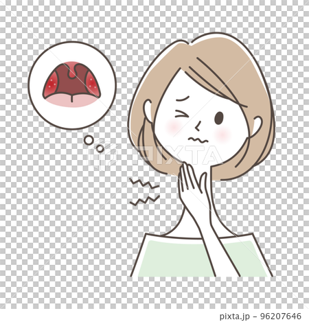 扁桃腺が腫れて痛い女性イラスト 96207646