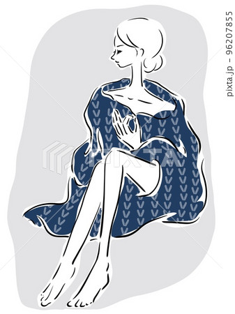 パリジェンヌ　女の子　おしゃれ　イラスト　ファッション　リラックス　カフェ 96207855