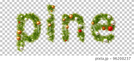 3D rendering of a pine and a colorful glowing ball drawn in a Christmas wreath-style font 3D rendering of a pine and a colorful glowing ball drawn in a Christmas wreath-style font 96208237