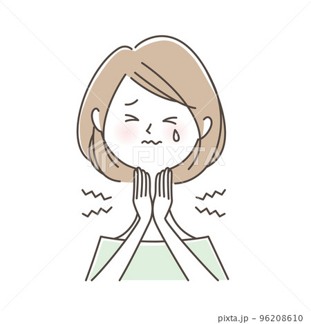 扁桃腺が腫れて痛い女性イラスト 96208610