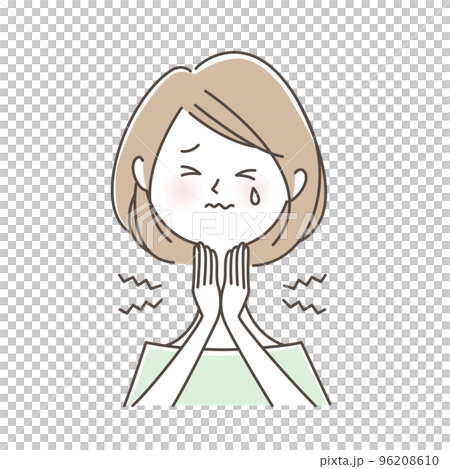 扁桃腺が腫れて痛い女性イラスト 96208610