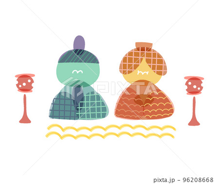 ひな祭り ひな人形のレトロシンプルなイラスト素材 ひな祭り ひな人形のレトロシンプルなイラスト素材 96208668
