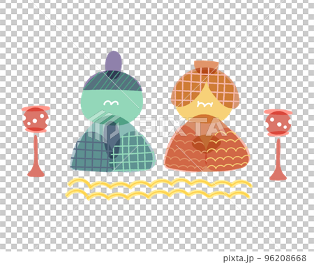 ひな祭り ひな人形のレトロシンプルなイラスト素材 ひな祭り ひな人形のレトロシンプルなイラスト素材 96208668