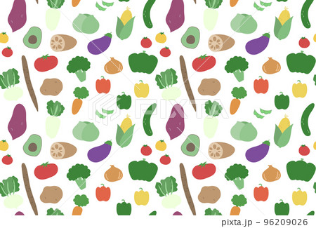 シンプルな野菜のイラスト　シームレスパターン 96209026