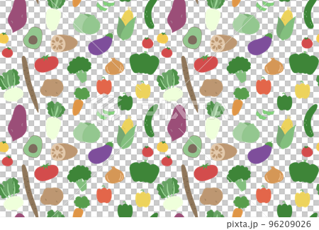 シンプルな野菜のイラスト　シームレスパターン 96209026