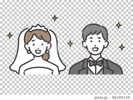 Vector illustration material of a smiling bride and groom / bridal / wedding / dress 96209130