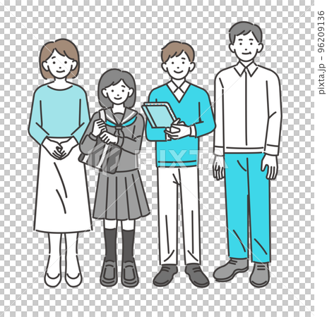 Middle-aged couple and teenage children vector illustration material / children / parenting Middle-aged couple and teenage children vector illustration material / children / parenting 96209136